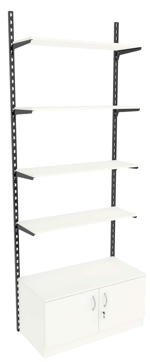 Настенная система с накопителем и 4-мя полками ДСП для одежды ЛОФТ №12 (900мм) Белый