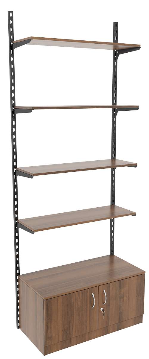 Настенная система с накопителем и 4-мя полками ДСП для одежды ЛОФТ №12 (900мм) Орех