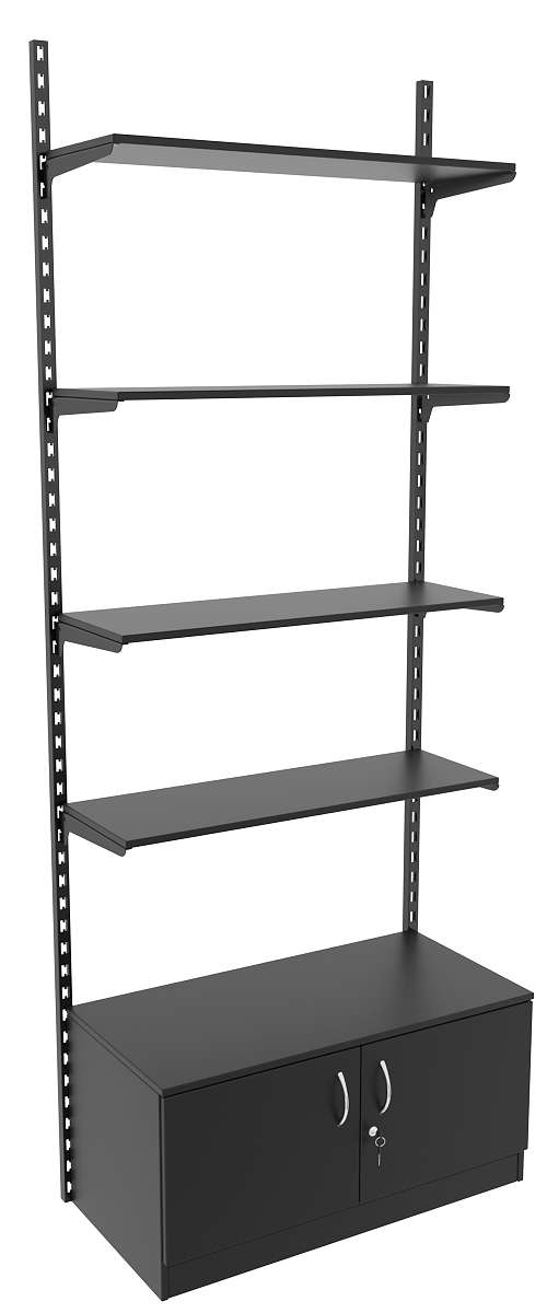 Настенная система с накопителем и 4-мя полками ДСП для одежды ЛОФТ №12 (900мм) Черный