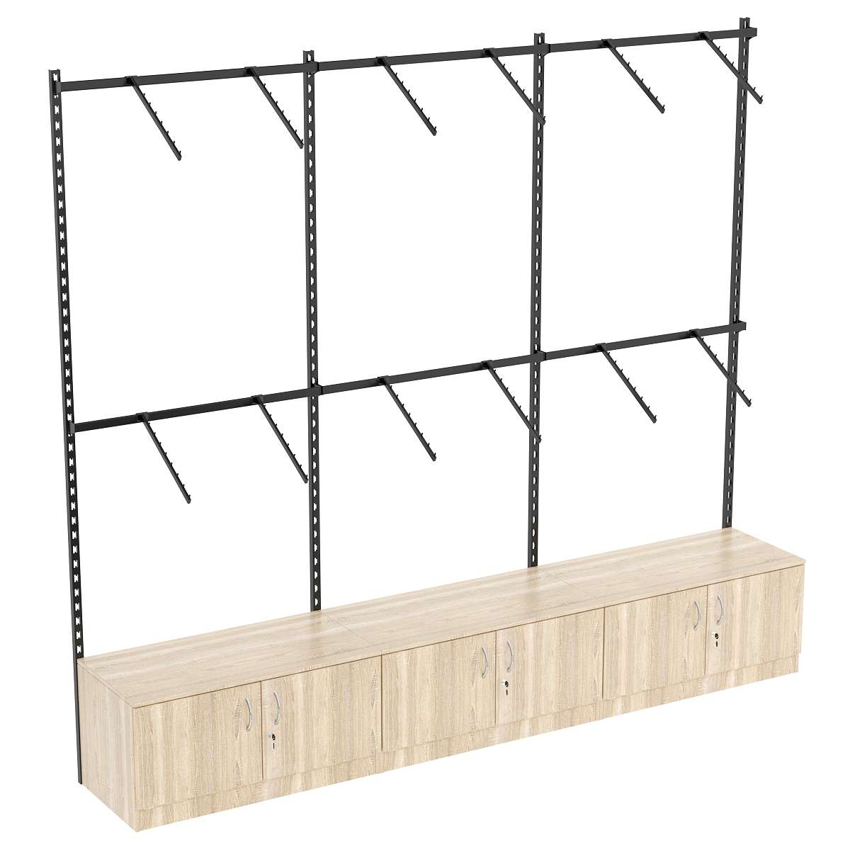 Настенная система с накопителем и пристенными поручнями для одежды ЛОФТ №2 (2700мм) Дуб сонома