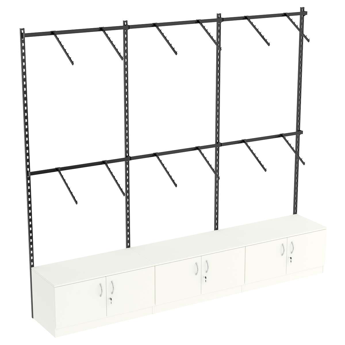 Настенная система с накопителем и пристенными поручнями для одежды ЛОФТ №2 (2700мм) Белый