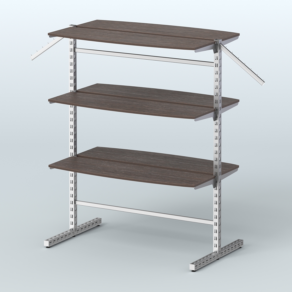 Система ЭЛЕГАНТ островная с шестью закруглёнными полками из ДСП №17б Дуб Венге