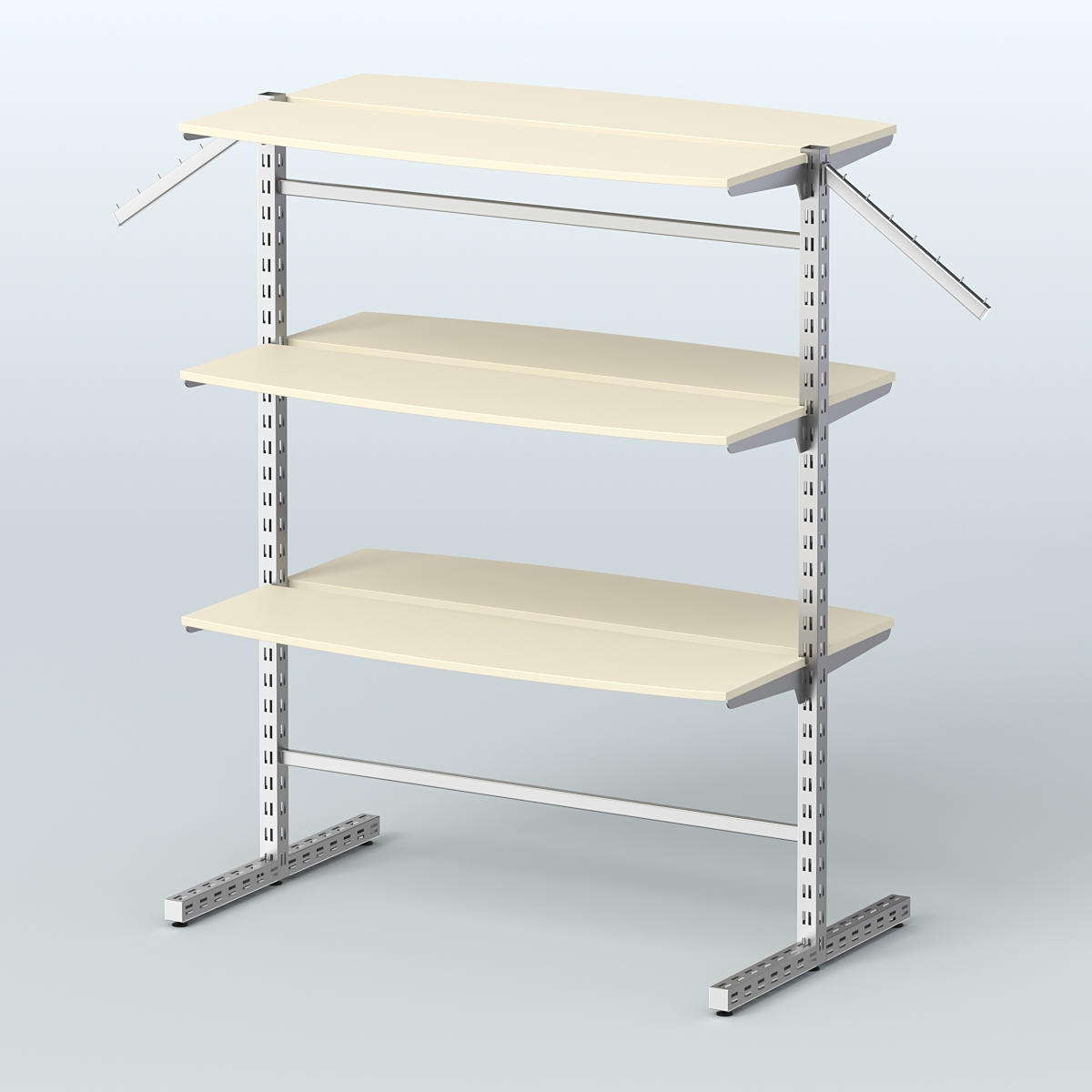 Система ЭЛЕГАНТ островная с шестью закруглёнными полками из ДСП №17б Крем Вайс