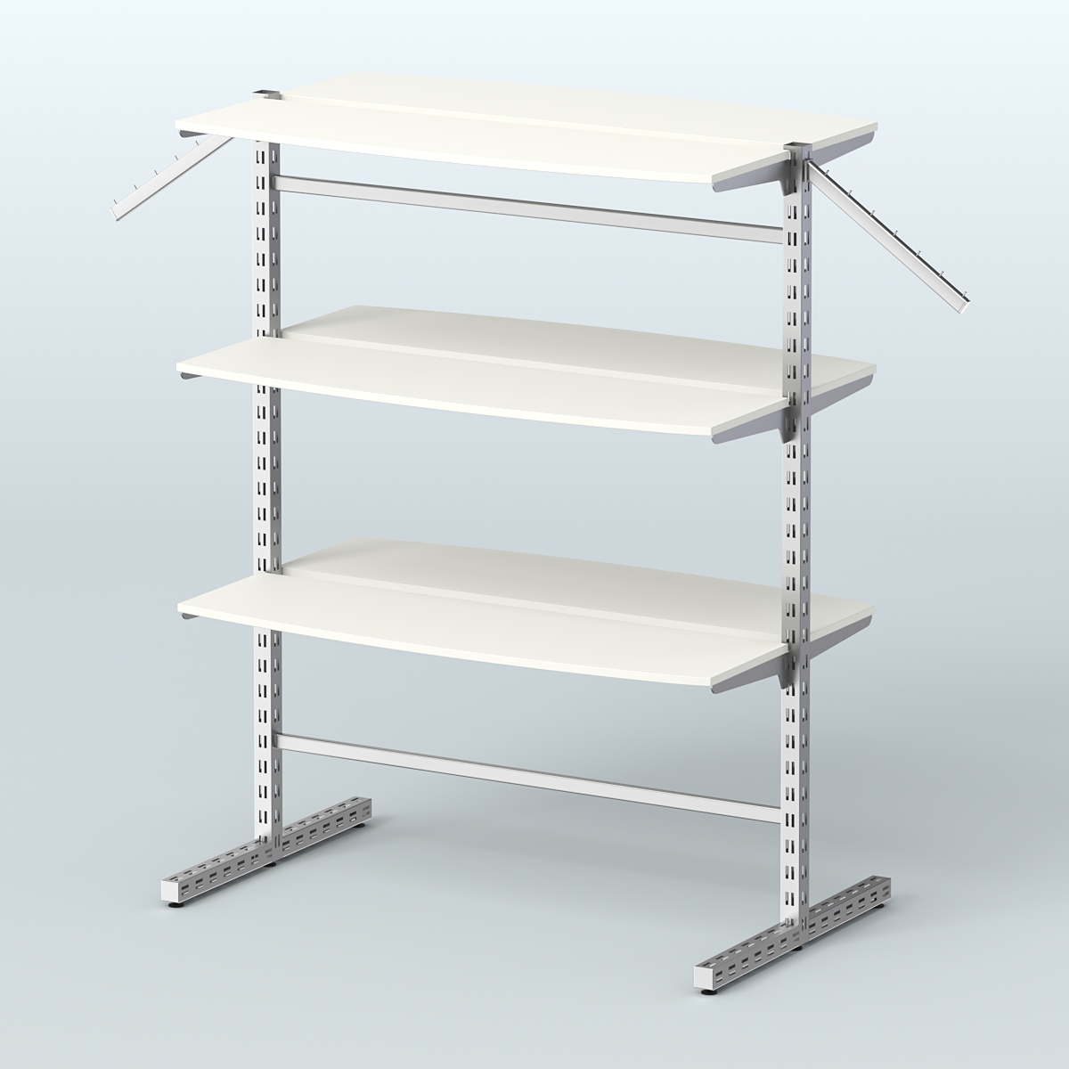 Система ЭЛЕГАНТ островная с шестью закруглёнными полками из ДСП №17б Белый