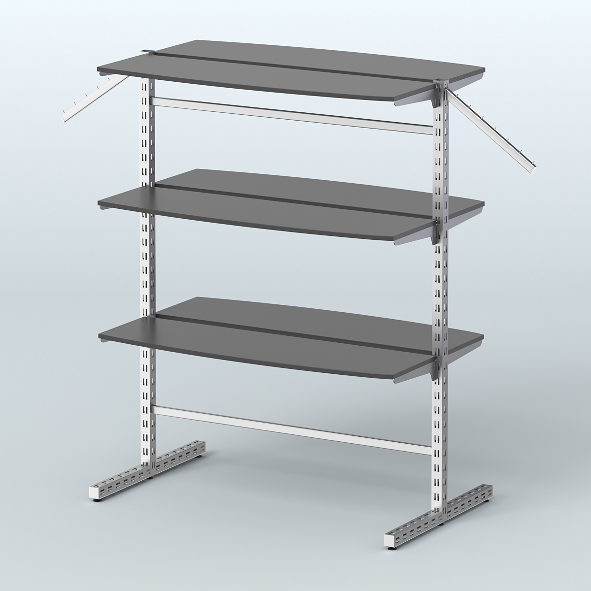 Система ЭЛЕГАНТ островная с шестью закруглёнными полками из ДСП №17б Черный