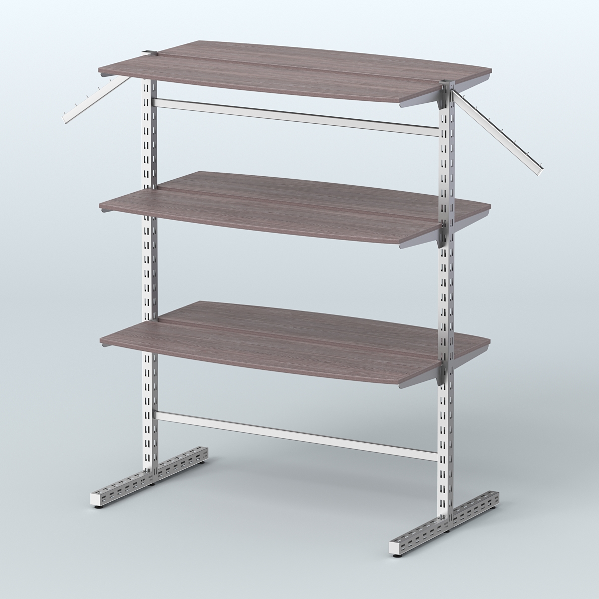 Система ЭЛЕГАНТ островная с шестью закруглёнными полками из ДСП №17б Ясень Анкор темный