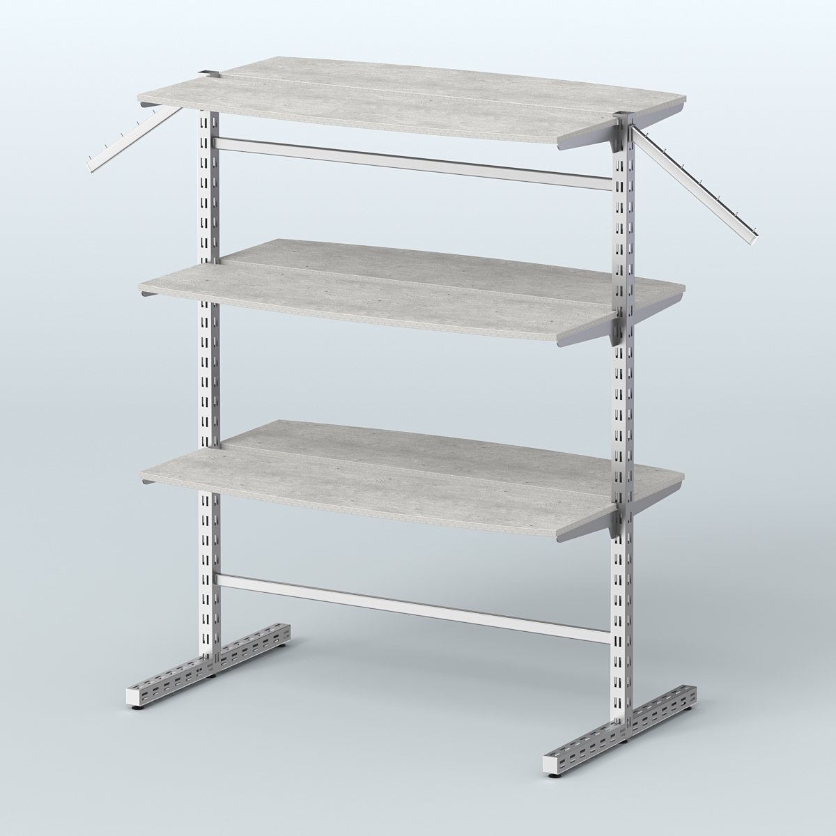 Система ЭЛЕГАНТ островная с шестью закруглёнными полками из ДСП №17б Метрополитан Грей