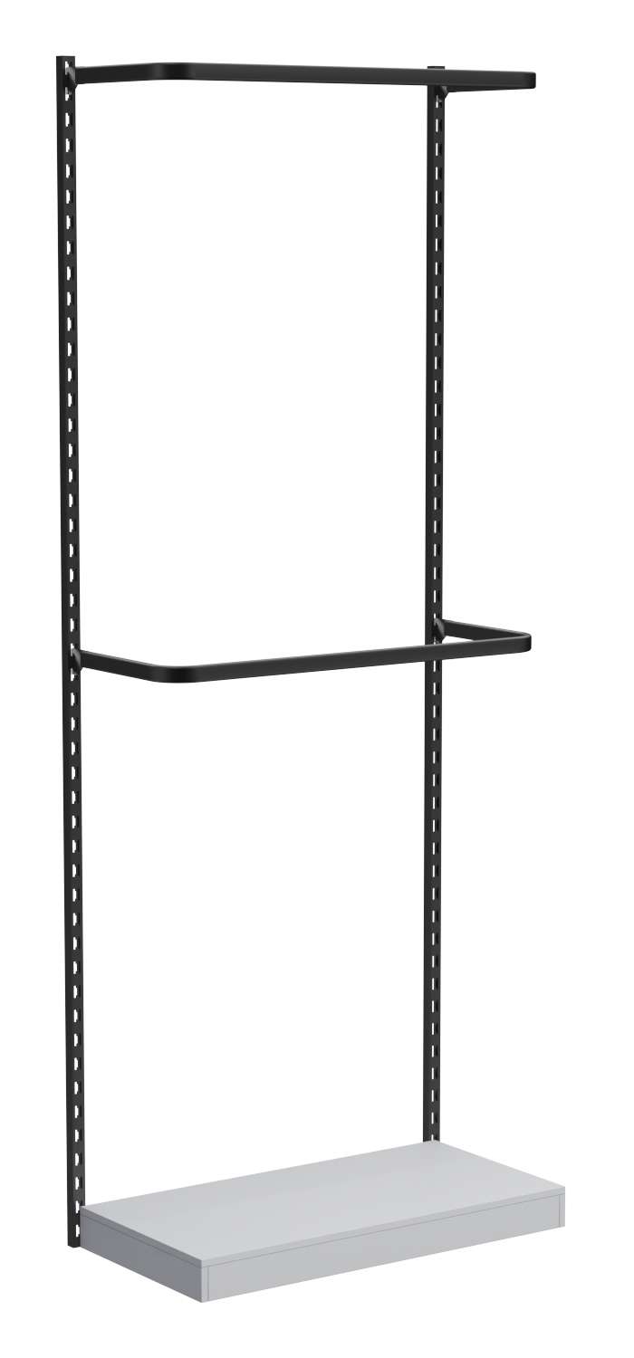 Настенная система с подиумом и П-образными поручнями для одежды ЛОФТ №1 (900мм) Серый