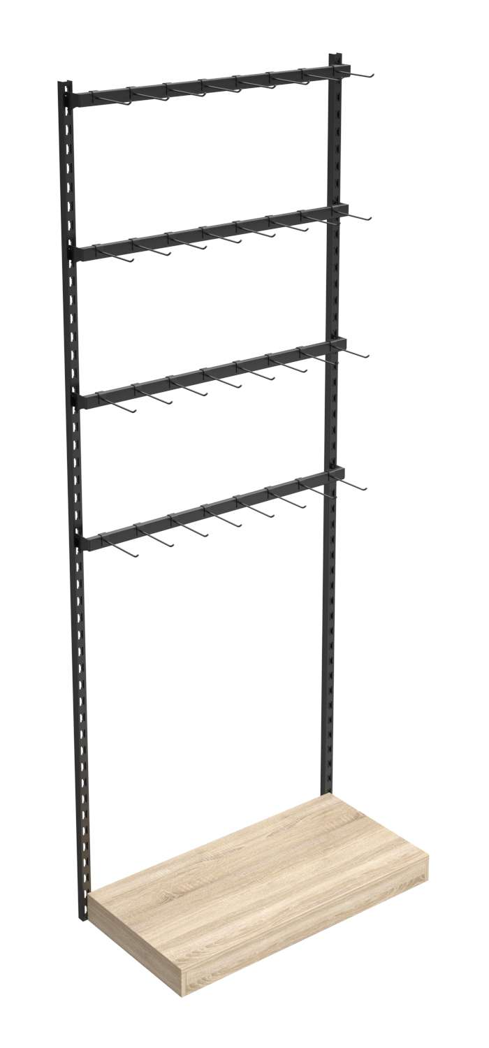 Настенная система с подиумом и 4-мя пристенными поручнями под крючки ЛОФТ №2-1 (900мм) Дуб сонома