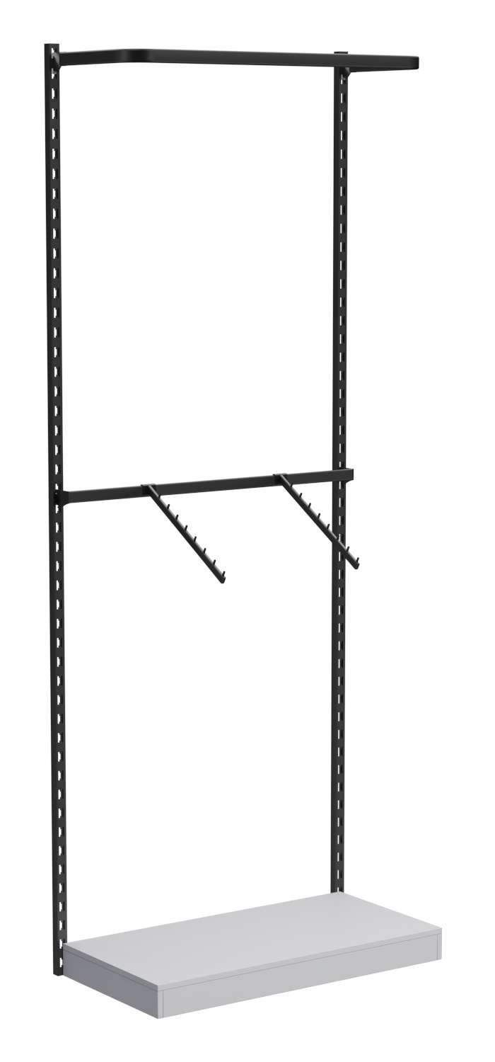 Настенная система с подиумом и комбо - поручнями для одежды ЛОФТ №3 (900мм) Серый