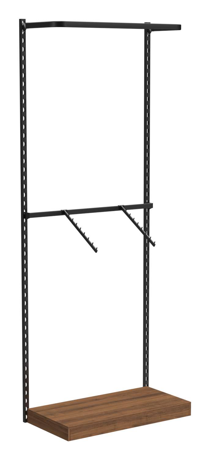 Настенная система с подиумом и комбо - поручнями для одежды ЛОФТ №3 (900мм) Орех
