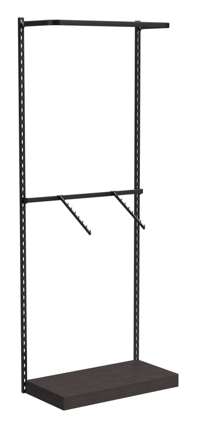 Настенная система с подиумом и комбо - поручнями для одежды ЛОФТ №3 (900мм) Дуб Венге