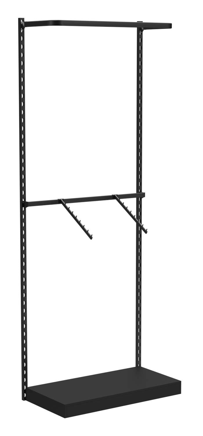 Настенная система с подиумом и комбо - поручнями для одежды ЛОФТ №3 (900мм) Черный