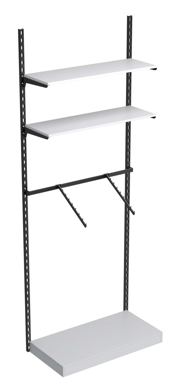 Настенная система с подиумом кронштейнами и полками ДСП для одежды ЛОФТ №6 (900мм) Серый