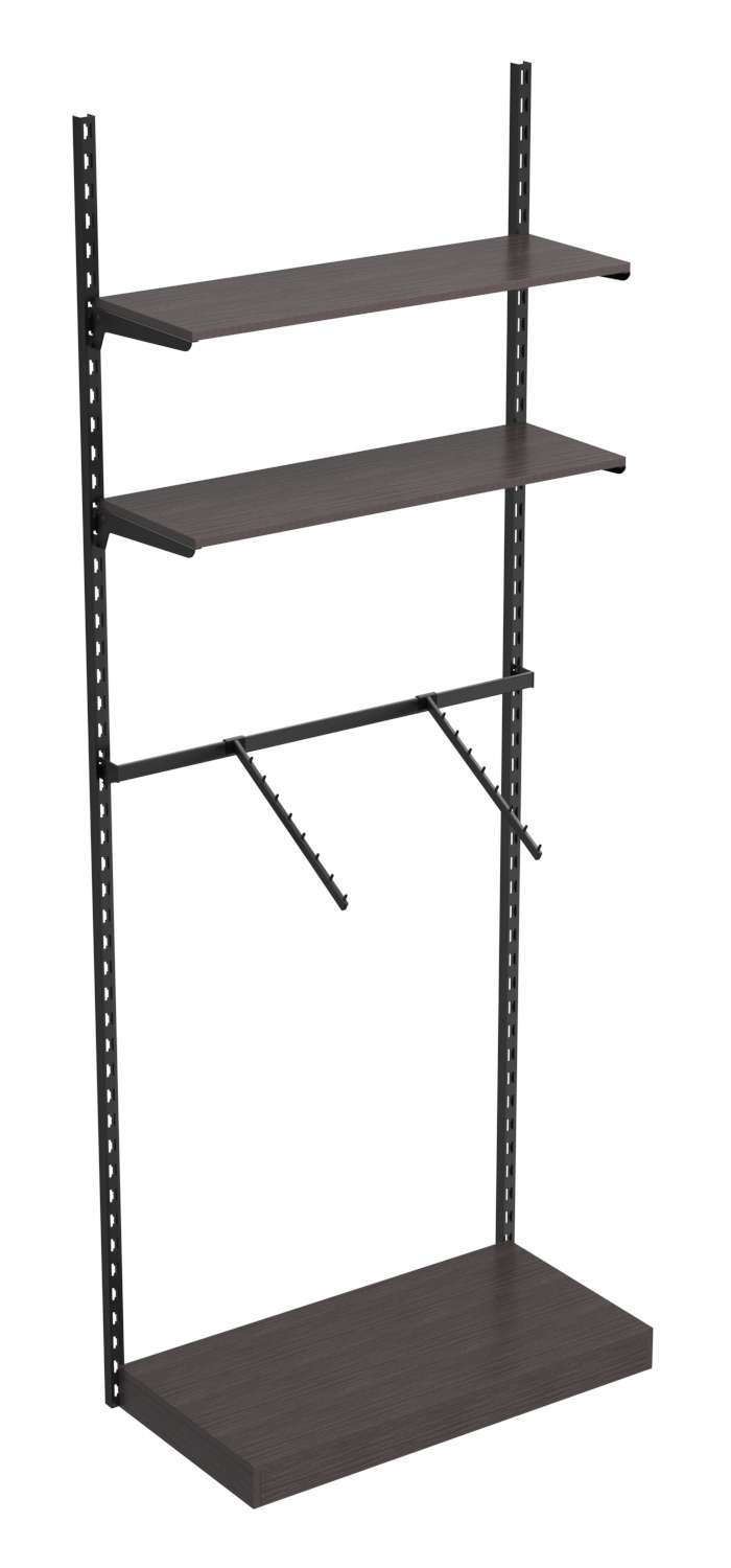 Настенная система с подиумом кронштейнами и полками ДСП для одежды ЛОФТ №6 (900мм) Дуб Венге