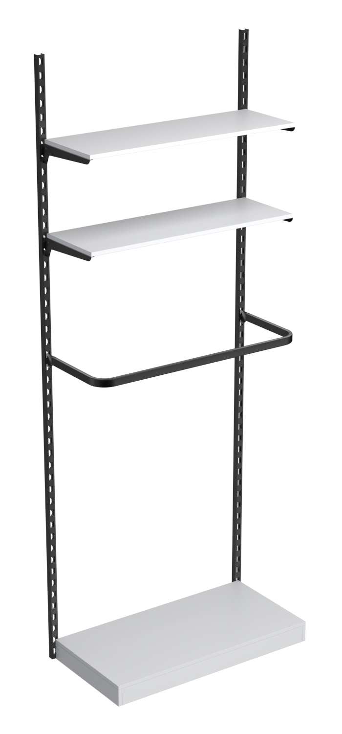 Настенная система с подиумом П-поручнем и полками ДСП для одежды ЛОФТ №9 (900мм) Серый