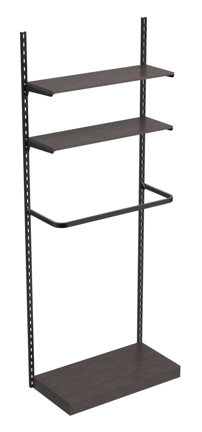 Настенная система с подиумом П-поручнем и полками ДСП для одежды ЛОФТ №9 (900мм) Дуб Венге