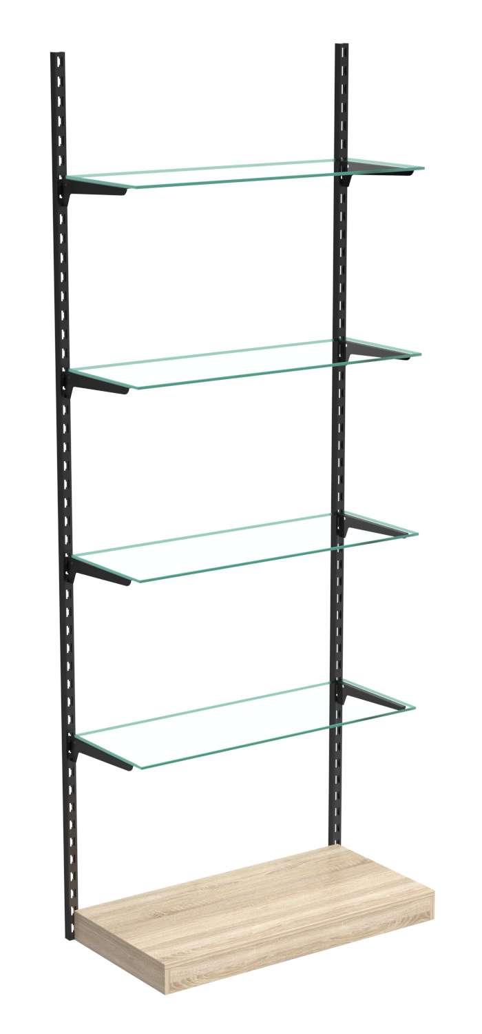 Настенная система с подиумом и 4-мя прозрачными полками для одежды ЛОФТ №10 (900мм) Дуб сонома