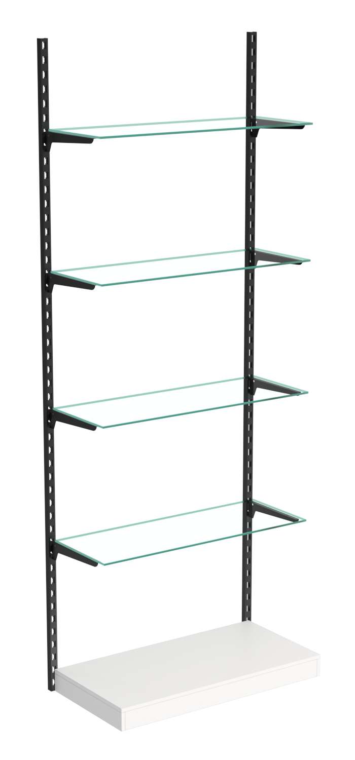 Настенная система с подиумом и 4-мя прозрачными полками для одежды ЛОФТ №10 (900мм) Белый