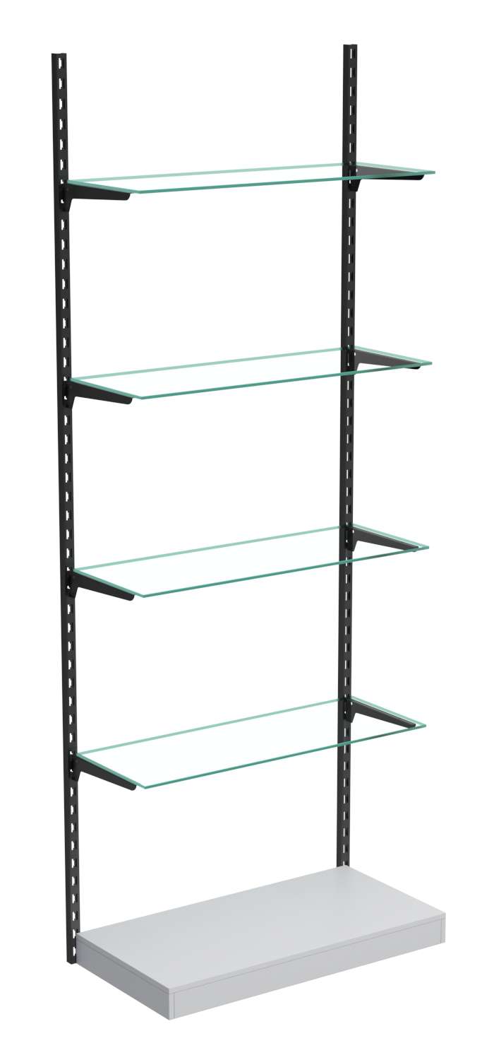 Настенная система с подиумом и 4-мя прозрачными полками для одежды ЛОФТ №10 (900мм) Серый