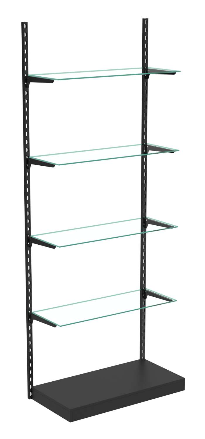 Настенная система с подиумом и 4-мя прозрачными полками для одежды ЛОФТ №10 (900мм) Черный
