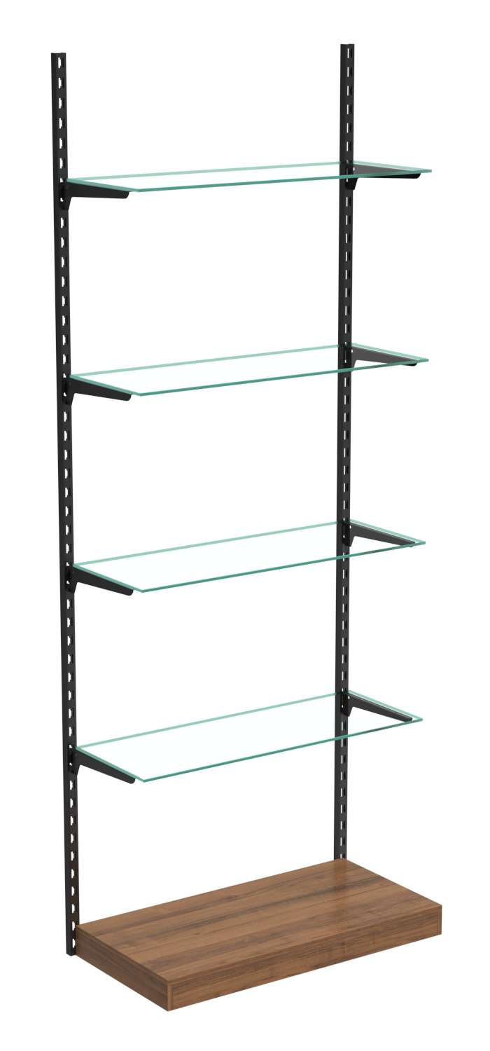 Настенная система с подиумом и 4-мя прозрачными полками для одежды ЛОФТ №10 (900мм) Орех