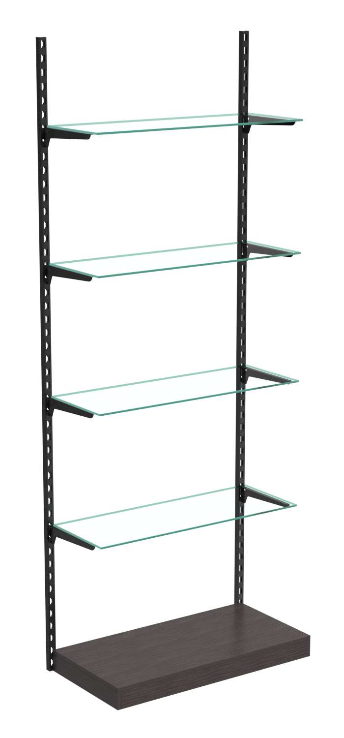 Настенная система с подиумом и 4-мя прозрачными полками для одежды ЛОФТ №10 (900мм) Дуб Венге