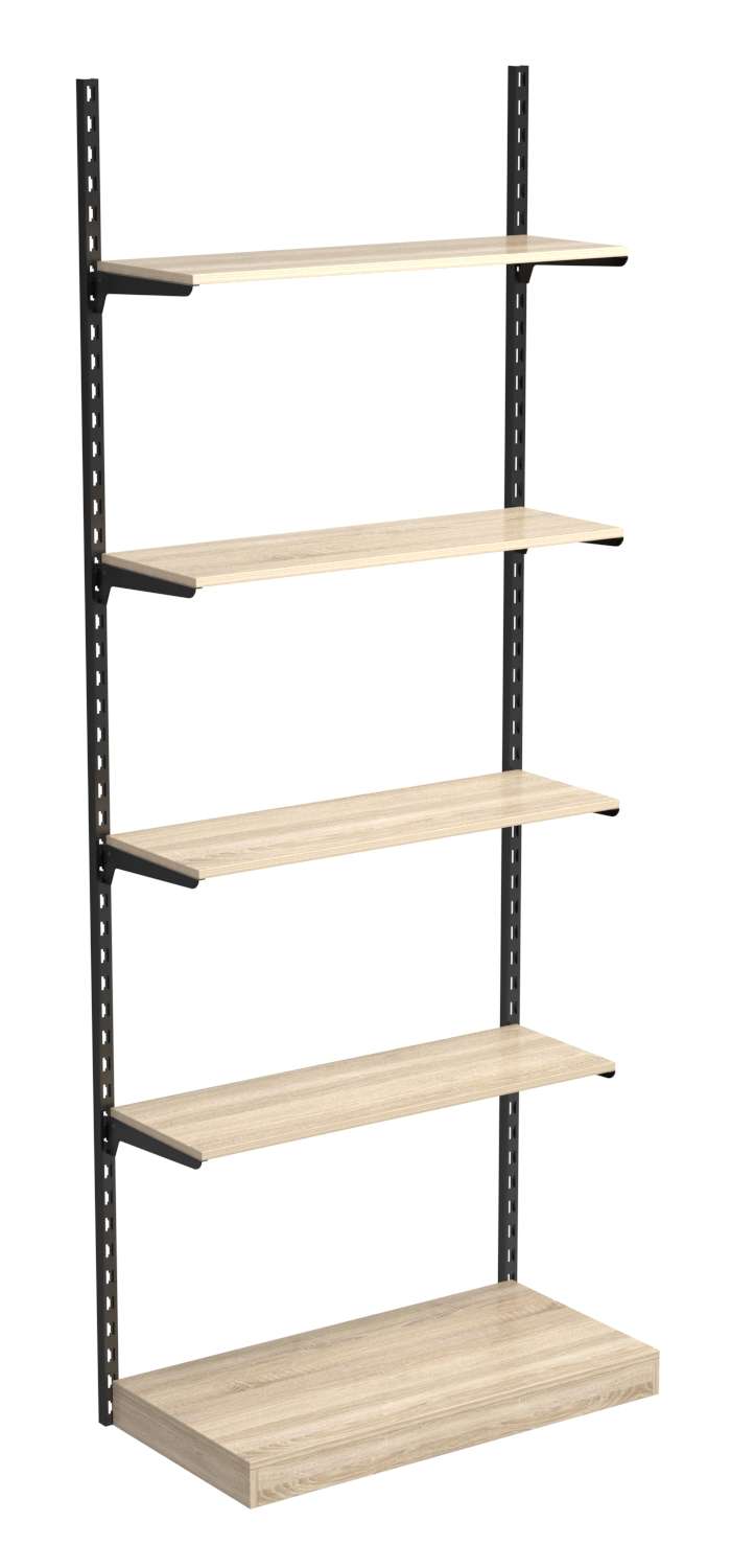 Настенная система с подиумом и 4-мя полками ДСП для одежды ЛОФТ №12 (900мм) Дуб сонома