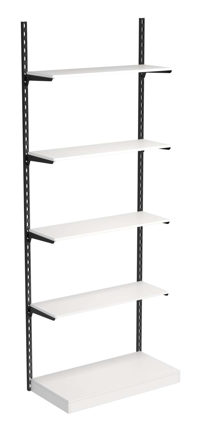 Настенная система с подиумом и 4-мя полками ДСП для одежды ЛОФТ №12 (900мм) Белый