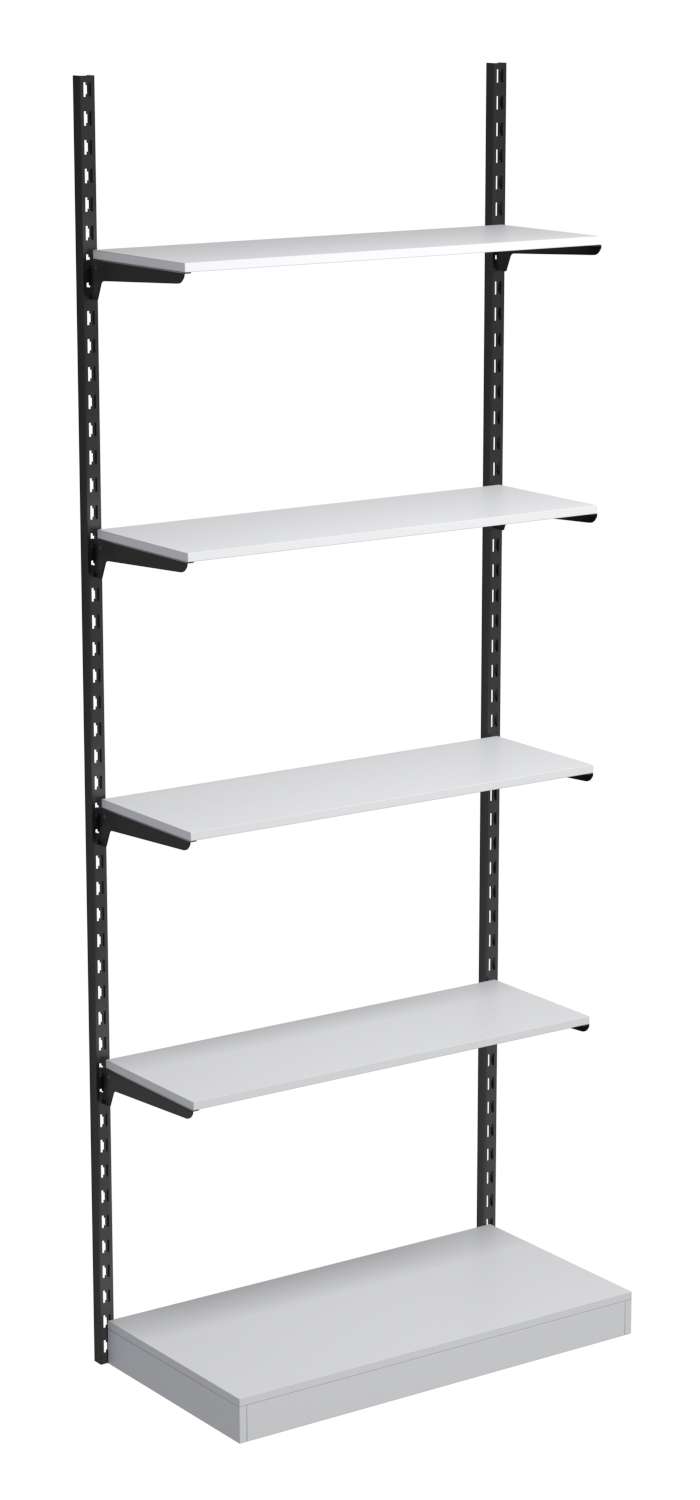 Настенная система с подиумом и 4-мя полками ДСП для одежды ЛОФТ №12 (900мм) Серый