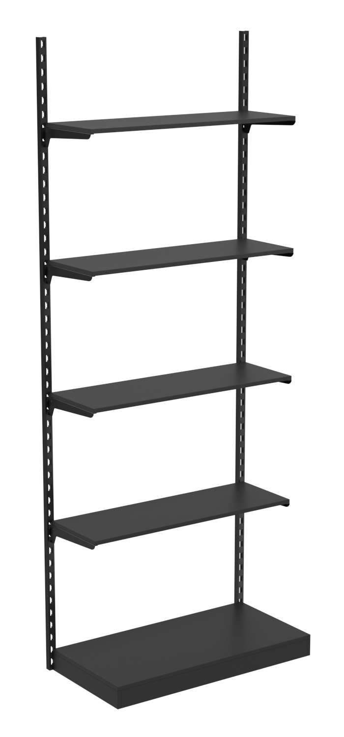 Настенная система с подиумом и 4-мя полками ДСП для одежды ЛОФТ №12 (900мм) Черный