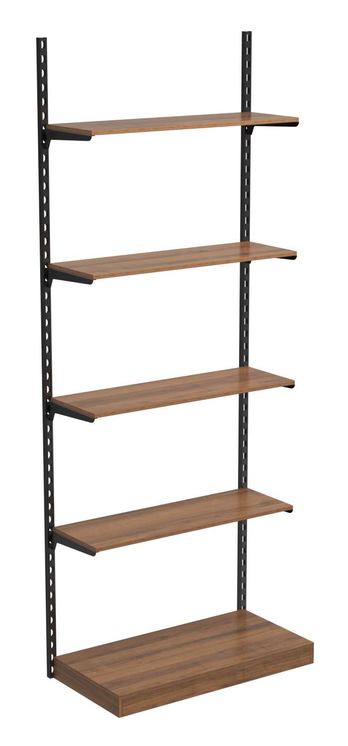 Настенная система с подиумом и 4-мя полками ДСП для одежды ЛОФТ №12 (900мм) Орех