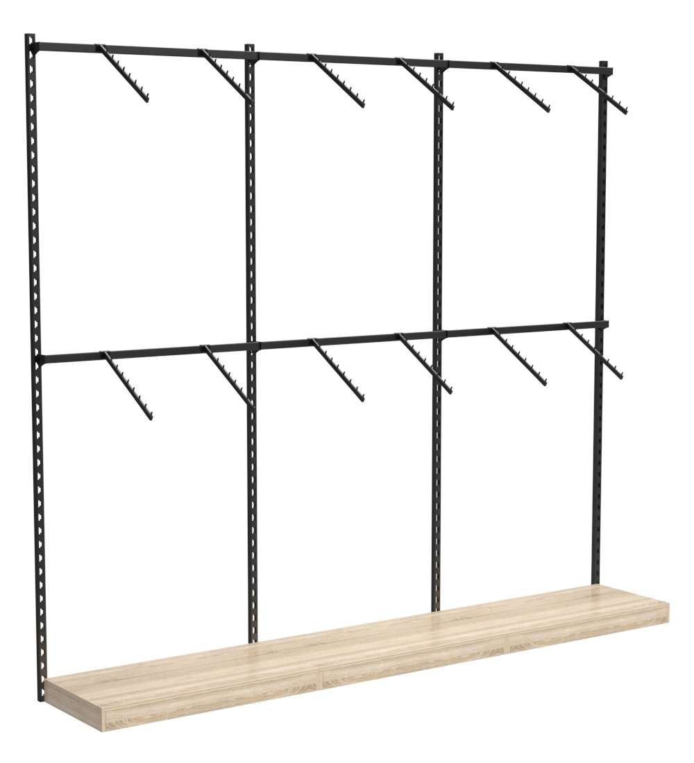 Настенная система с подиумами и пристенными поручнями для одежды ЛОФТ №2 (2700мм) Дуб сонома