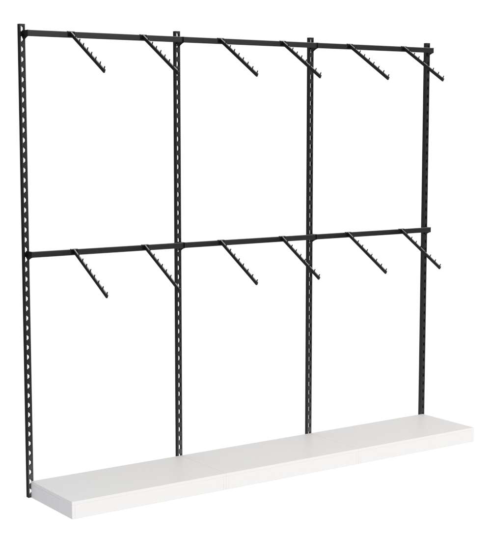 Настенная система с подиумами и пристенными поручнями для одежды ЛОФТ №2 (2700мм) Белый