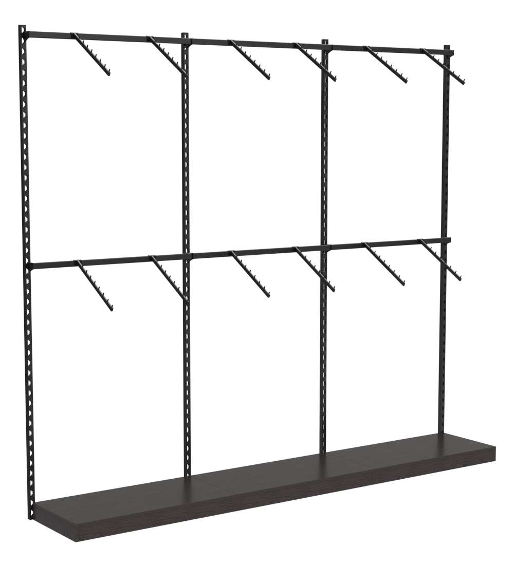 Настенная система с подиумами и пристенными поручнями для одежды ЛОФТ №2 (2700мм) Дуб Венге