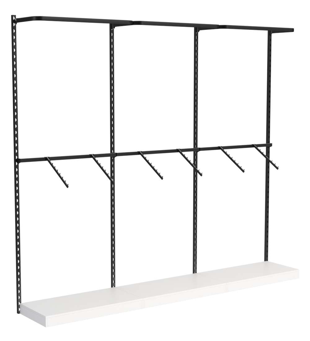 Настенная система с подиумами и комбо - поручнями для одежды ЛОФТ №3 (2700мм) Белый