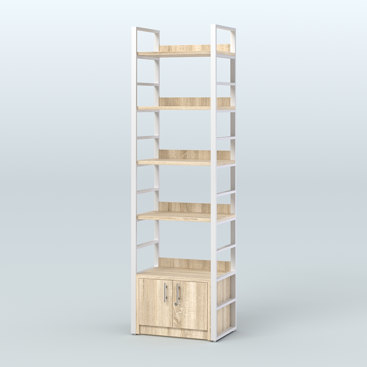 Торговый стеллаж малый STRONG - АЛЬФА №1 Дуб Сонома + Белый