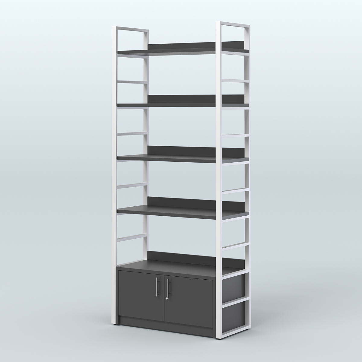 Торговый стеллаж средний STRONG - АЛЬФА №2 Черный и Белый