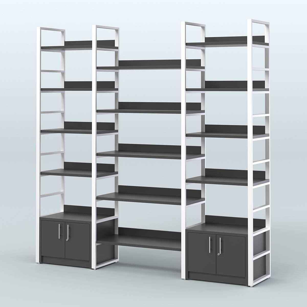 Комбо стеллажей с полками STRONG - АЛЬФА №2 (2260 мм) Черный и Белый