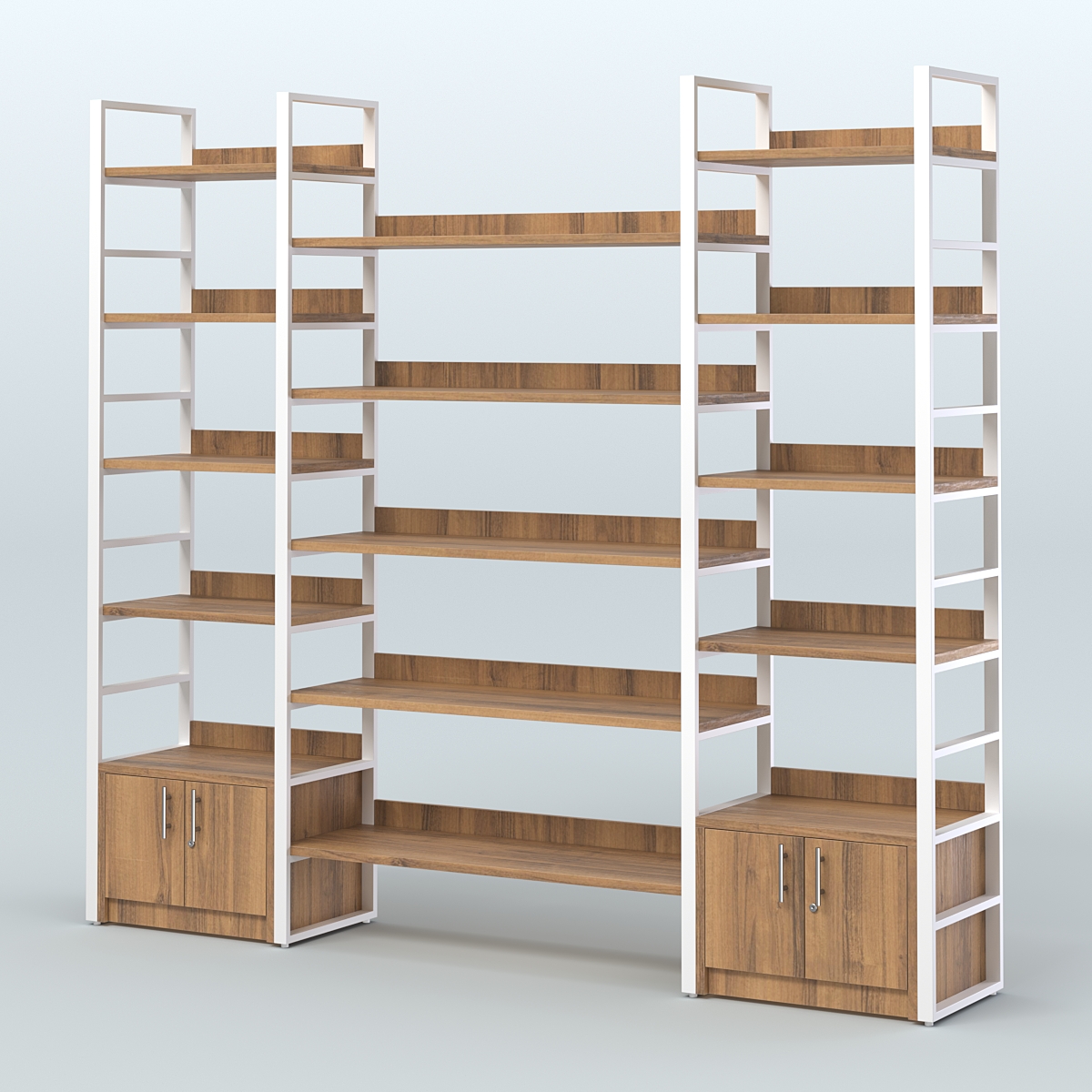 Комбо стеллажей с полками STRONG - АЛЬФА №3 (2560 мм) Орех + Белый