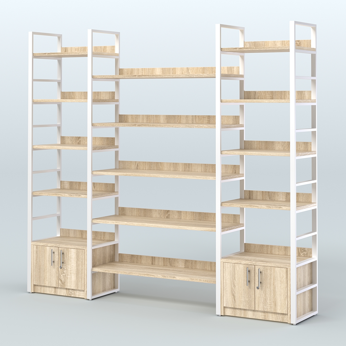 Комбо стеллажей с полками STRONG - АЛЬФА №3 (2560 мм) Дуб Сонома + Белый