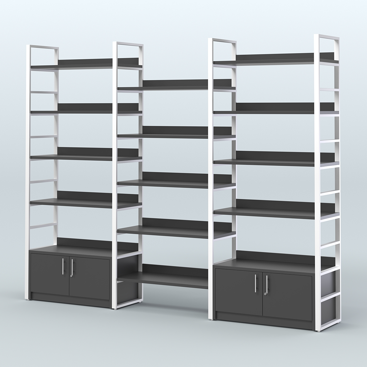 Комбо стеллажей с полками STRONG - АЛЬФА №4 (2860 мм) Черный и Белый