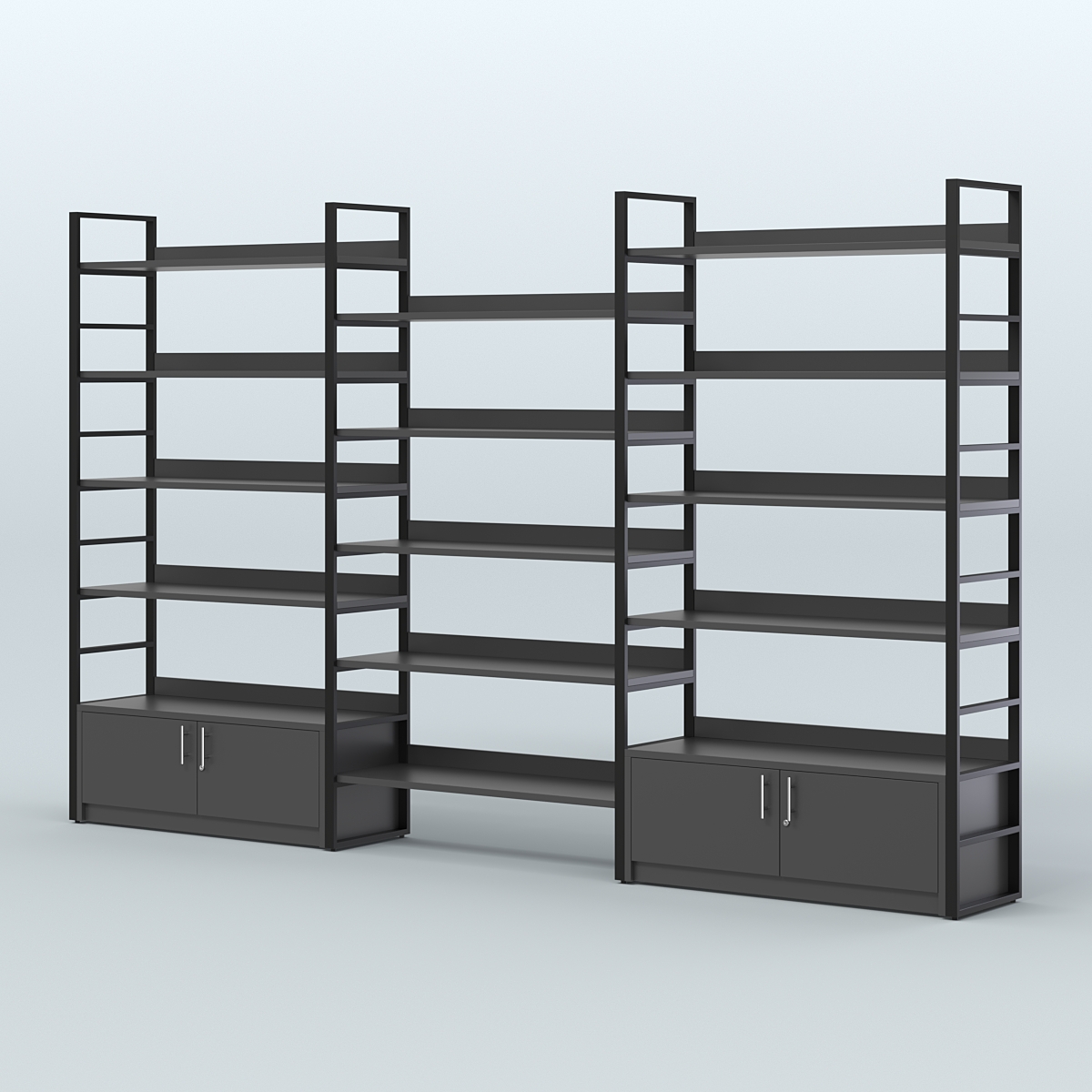 Комбо стеллажей с полками STRONG - АЛЬФА №5 (3760 мм) Черный
