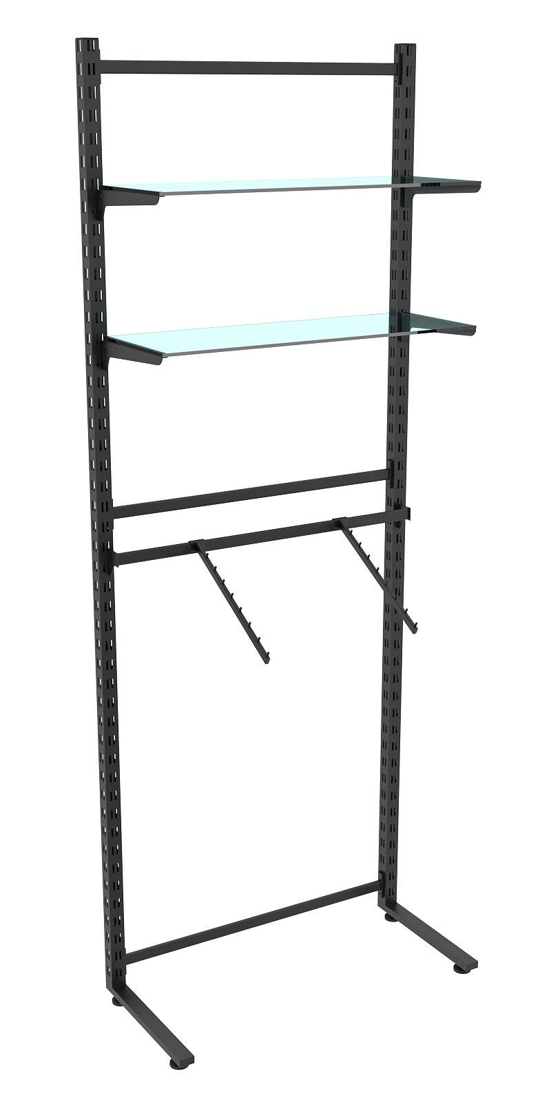 Пристенная система с кронштейнами и прозрачными полками для одежды ЛОФТ №4 (900-2400мм) Белый