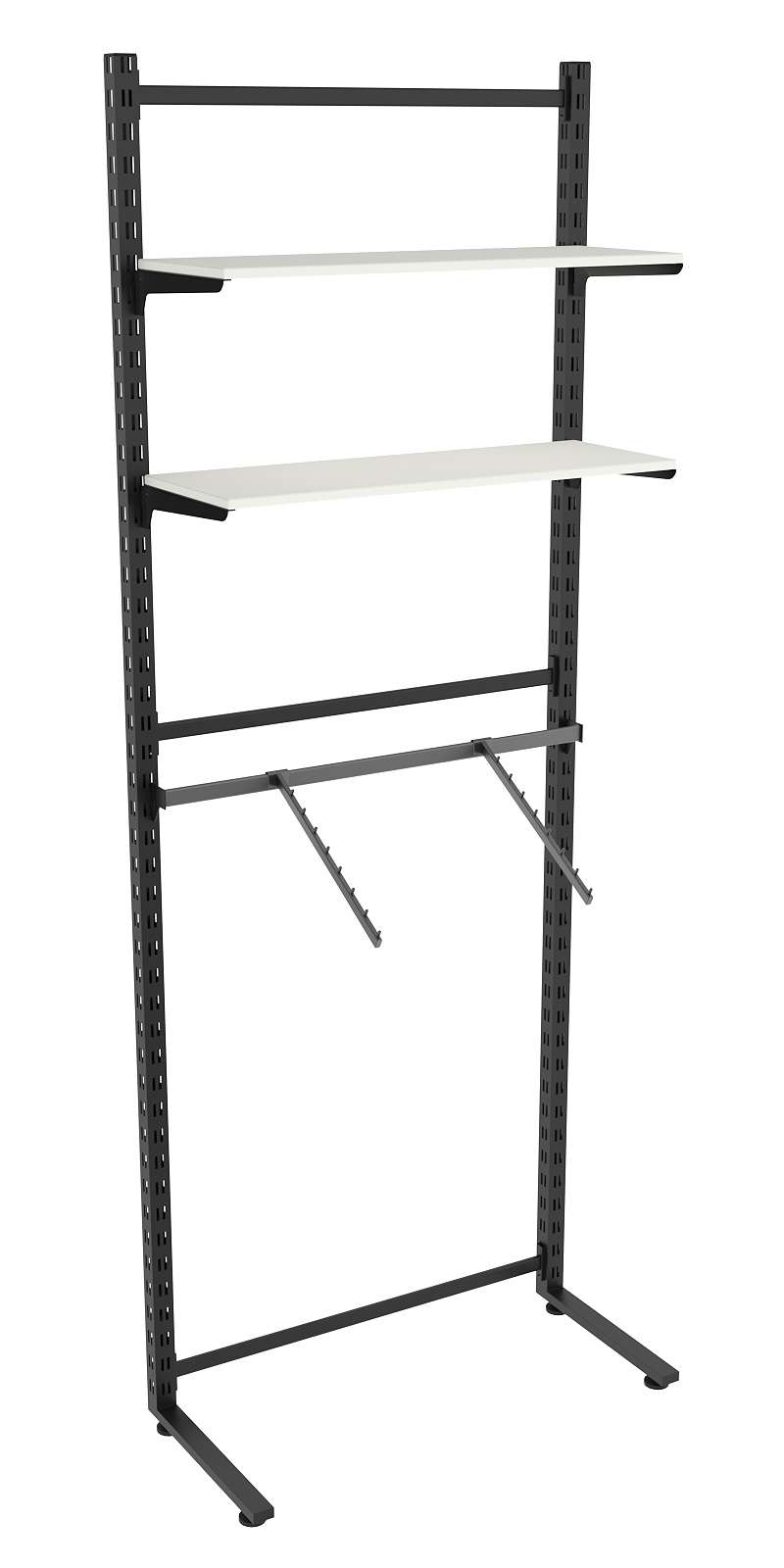 Пристенная система с кронштейнами и полками ДСП для одежды ЛОФТ №6 (900-2400мм) Белый