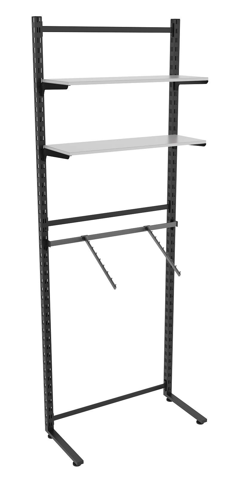 Пристенная система с кронштейнами и полками ДСП для одежды ЛОФТ №6 (900-2400мм) Серый