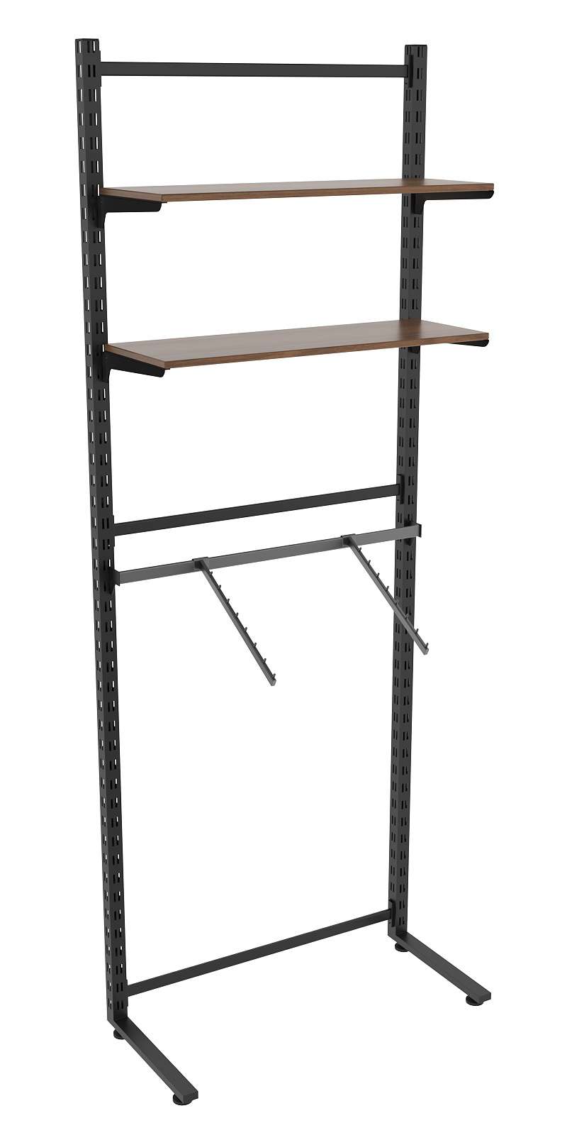 Пристенная система с кронштейнами и полками ДСП для одежды ЛОФТ №6 (900-2400мм) Орех