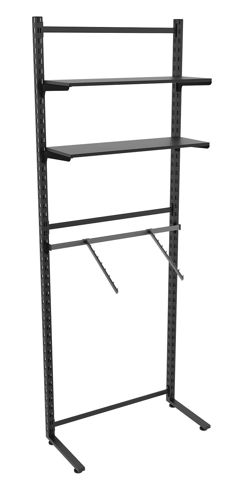 Пристенная система с кронштейнами и полками ДСП для одежды ЛОФТ №6 (900-2400мм) Черный