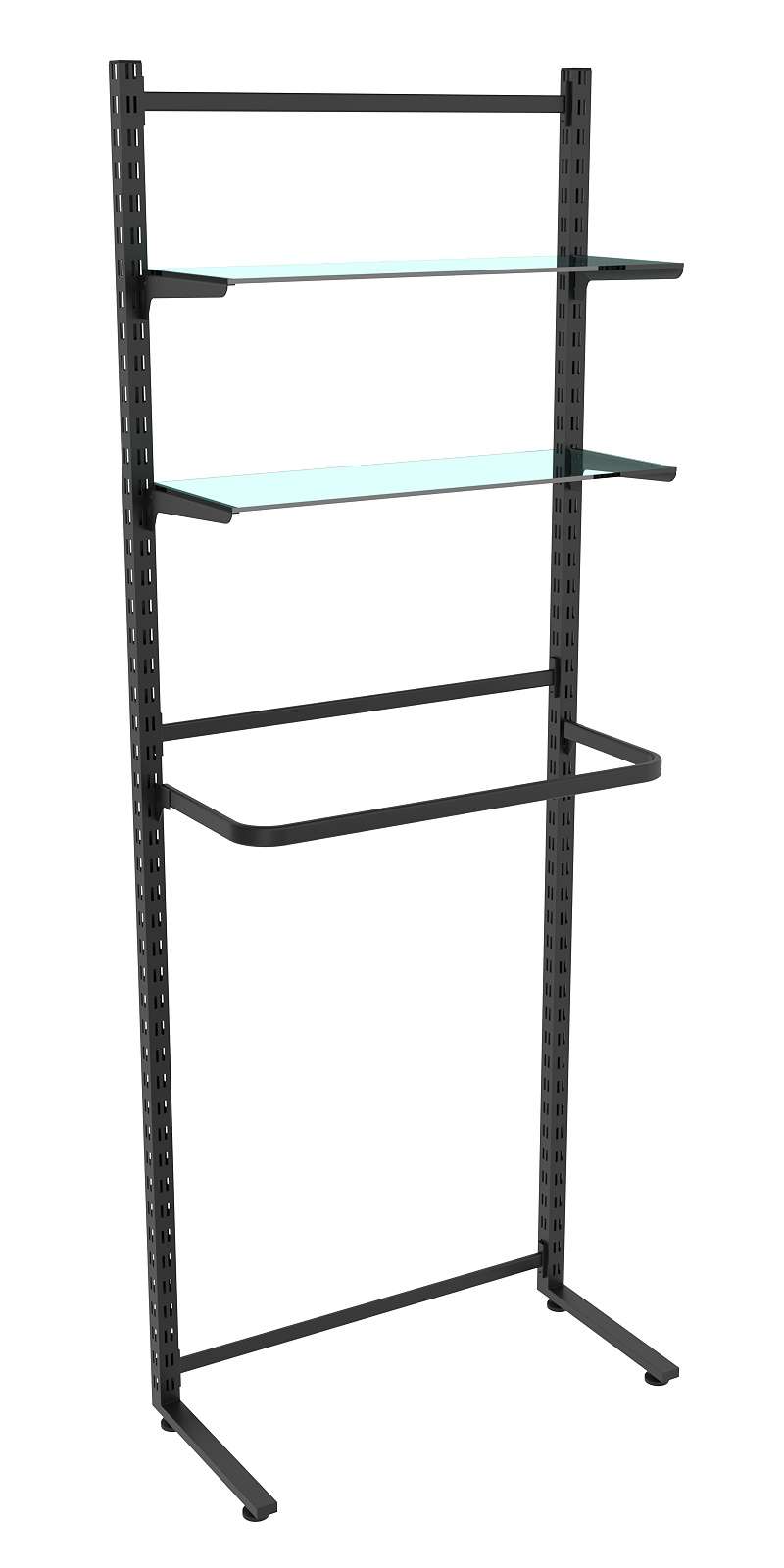 Пристенная система с П-поручнем и прозрачными полками для одежды ЛОФТ №7 (900-2400мм) Белый