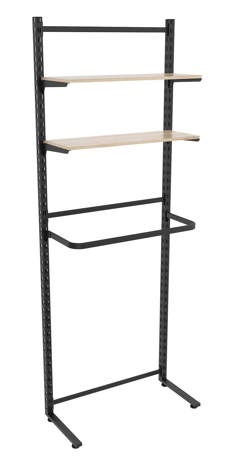 Пристенная система с П-поручнем и полками ДСП для одежды ЛОФТ №9 (900-2400мм) Дуб сонома